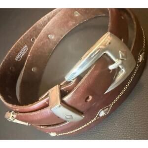 Brighton Brown DENVER DIAMOND Leather Belt  Size 38” P3507 Rare Find